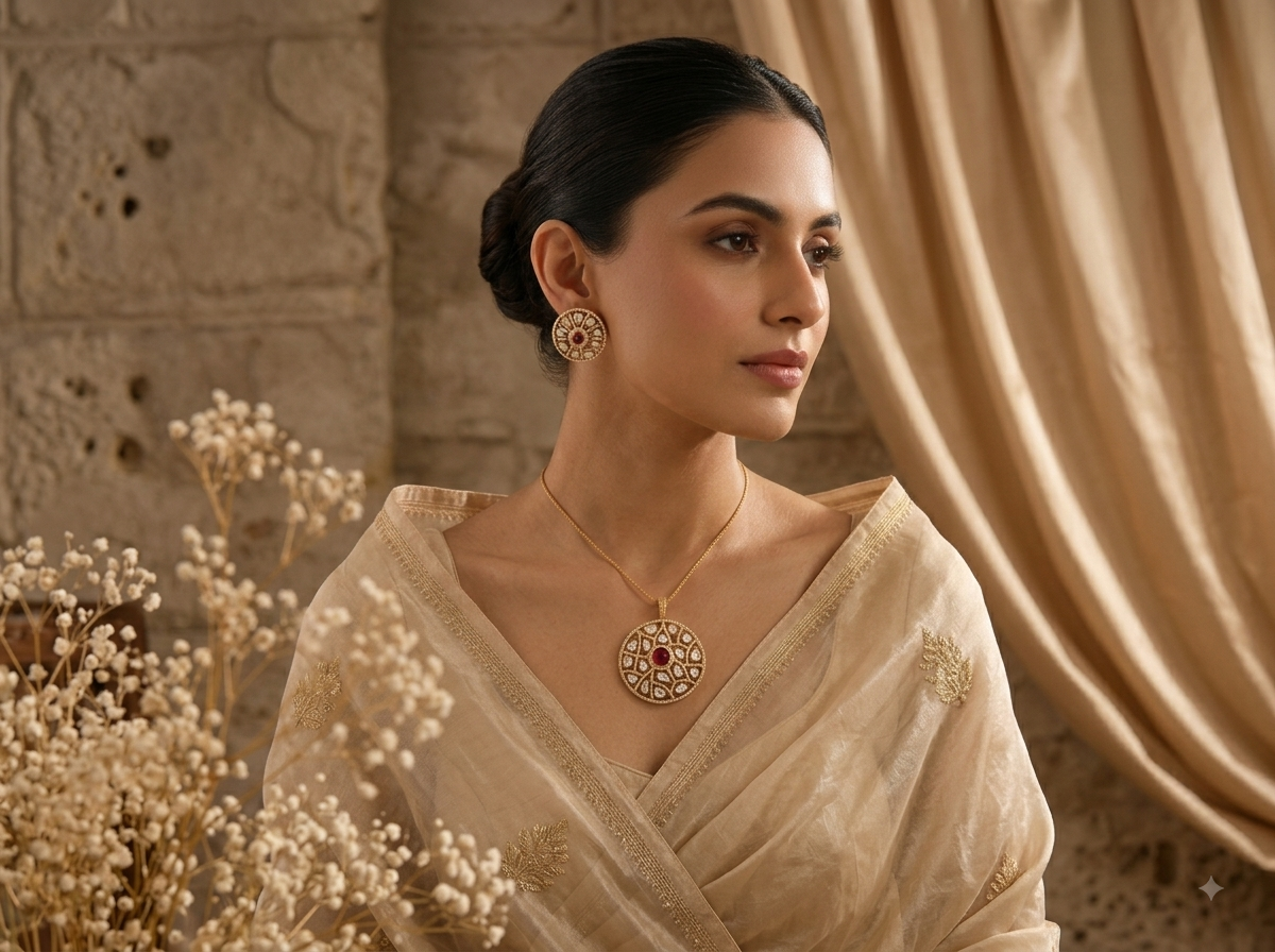 Imperial Ruby & Polki Kundan Pendant Set