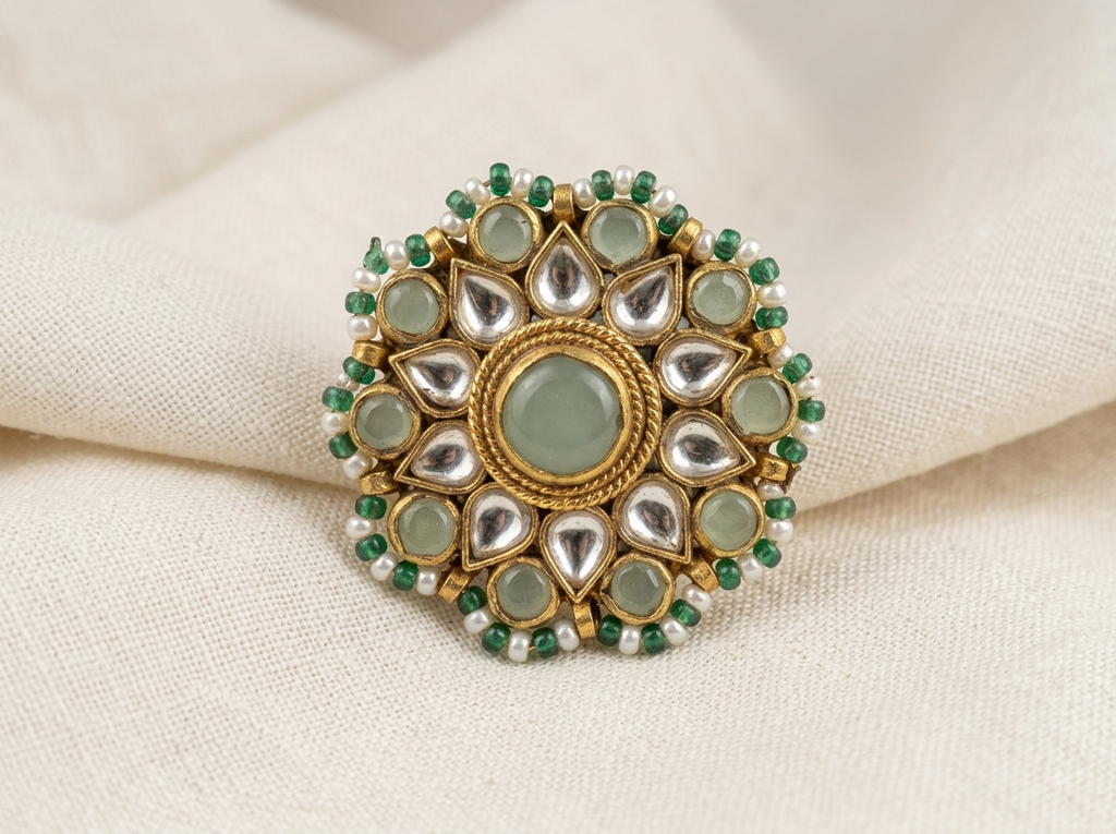 Polki green Ring
