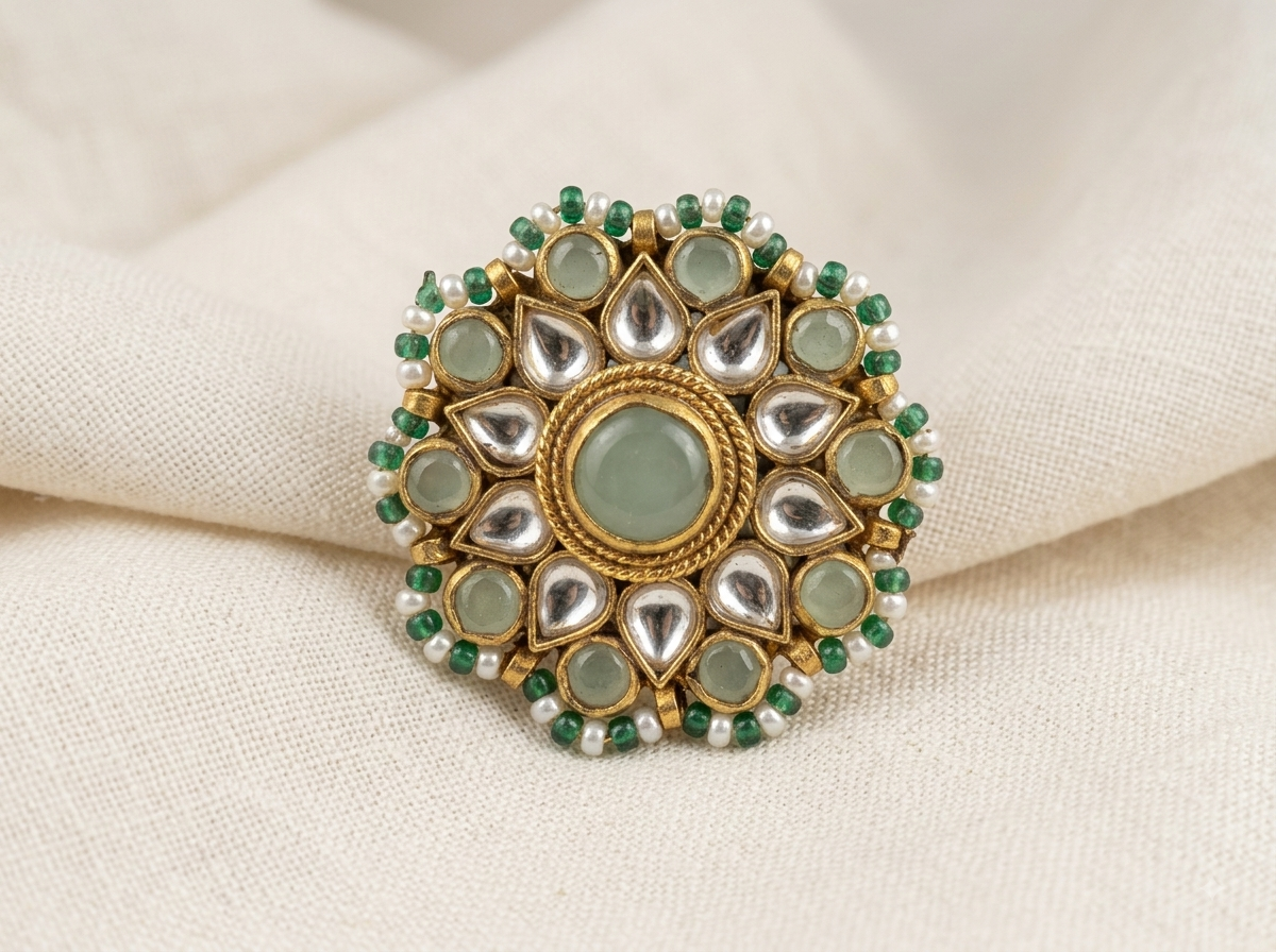 Polki green Ring
