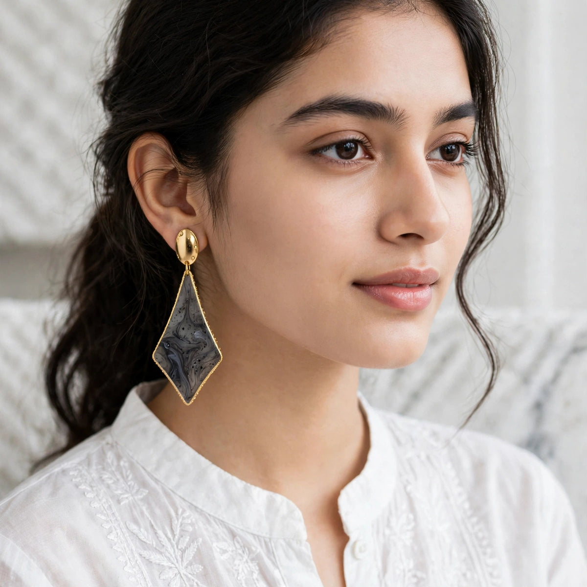 Resin triangle drop earrings