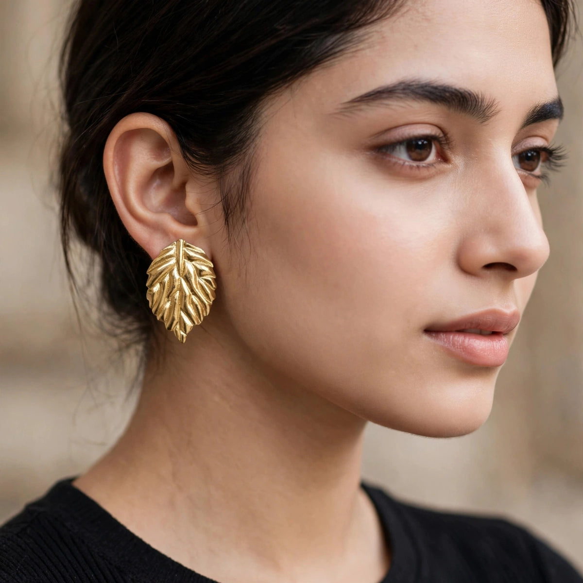 Golden leaf earrings