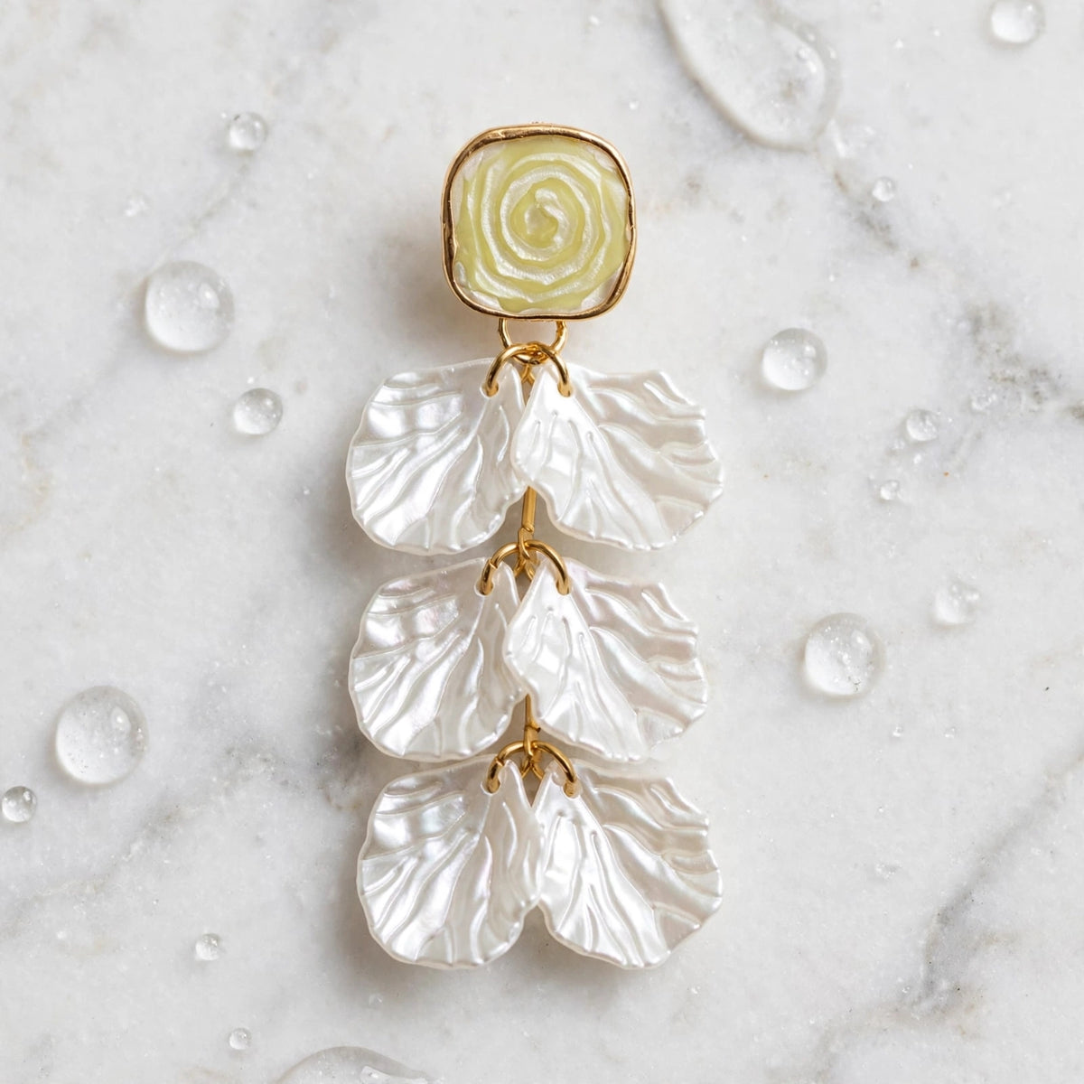 Korean white floral earrings