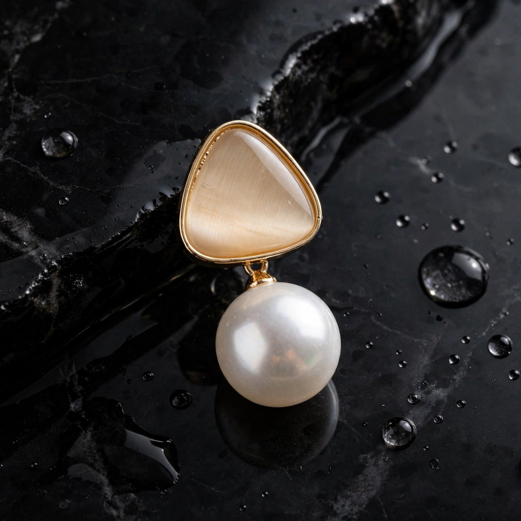 Pearl diamond korean earrings