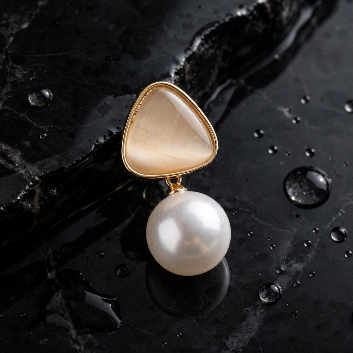 Pearl diamond korean earrings