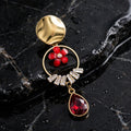 Red diamond korean earrings