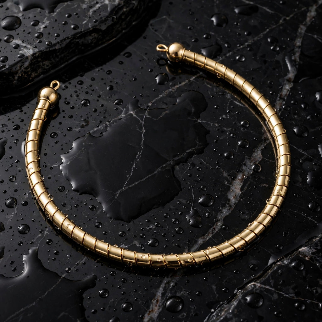 Golden coil collar necklace