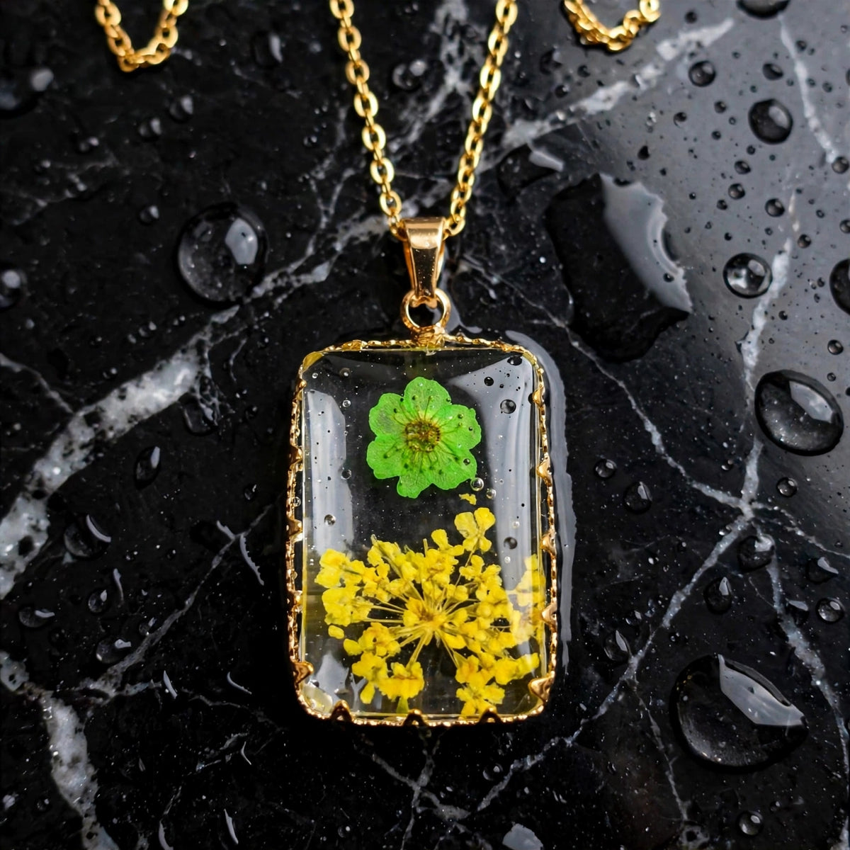 Korean Resin Rectangle Pendant