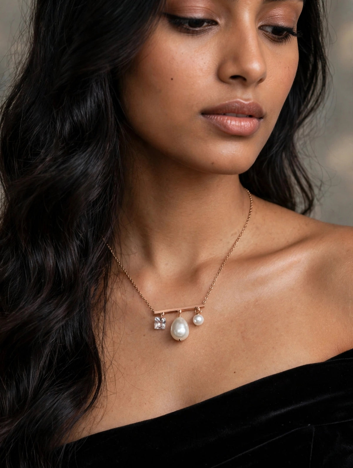 Pearl Diamond korean Necklace