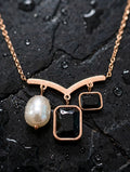Black Diamond pearl korean Necklace