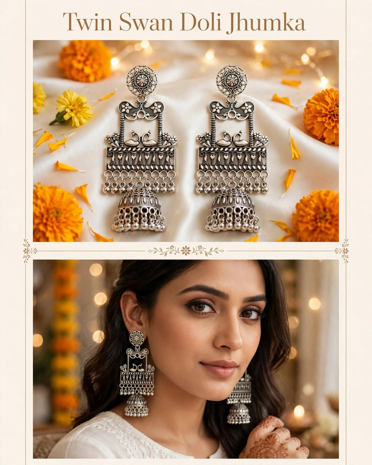 Twin Swan Doli Jhumka