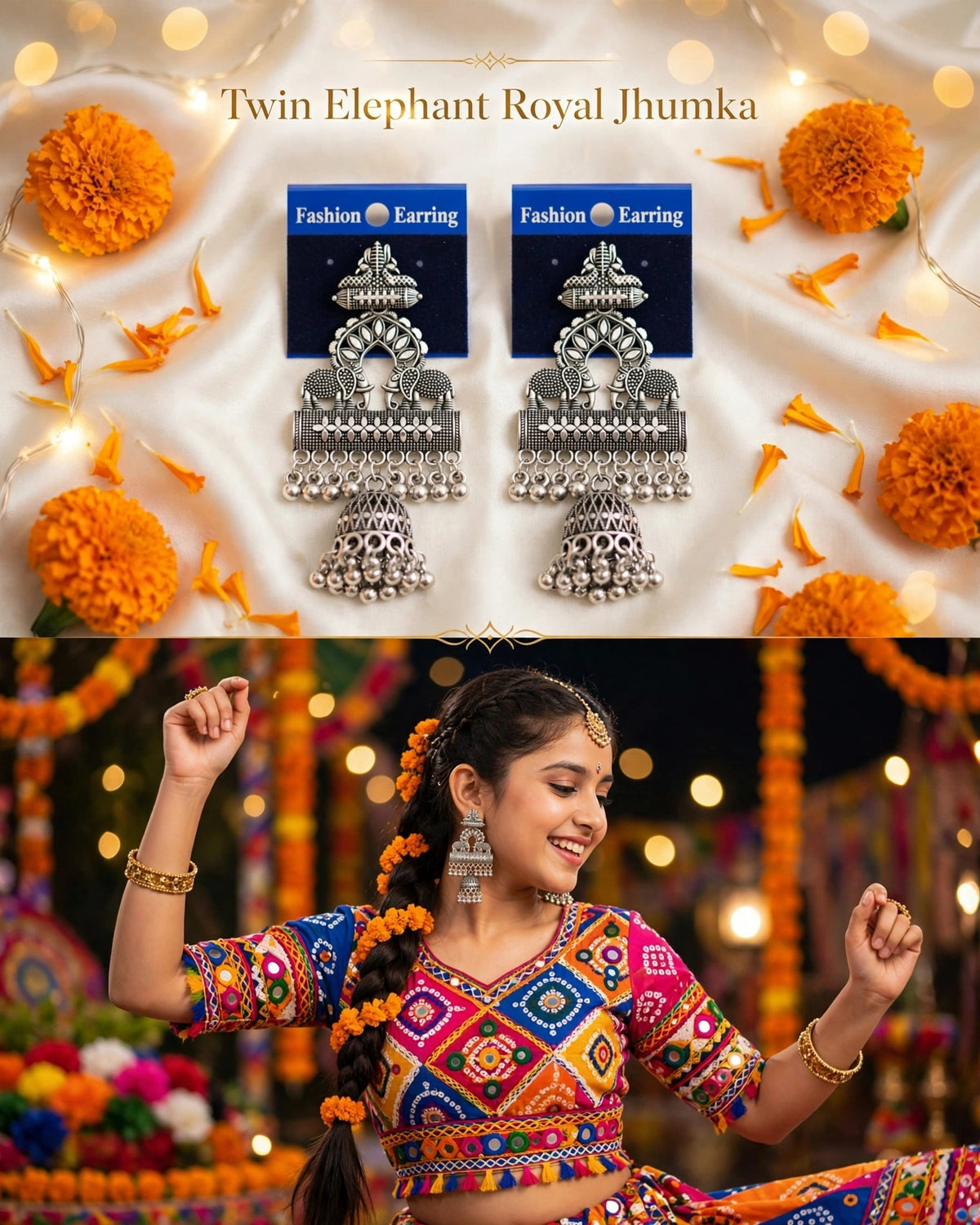 Twin Elephant Royal Jhumka