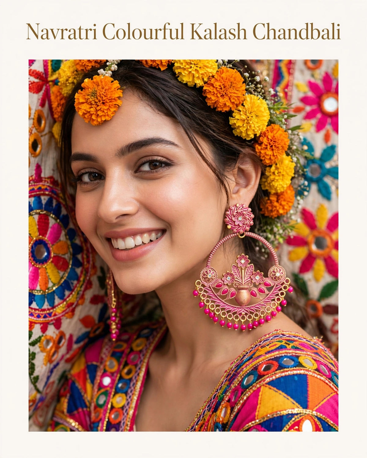 Pink kalash chandbali