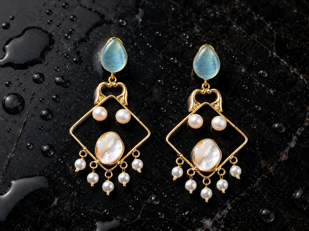Pearl mist chandelier earrings